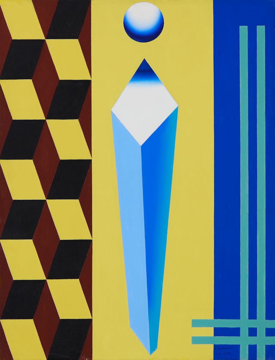 Charles Biederman, Untitled (Paris, Jan. 17, 1937), 1937. Oil on canvas, 45 x 31 inches. Collection of the Vero Beach Museum of Art: Gift of Gene and Mary Anne Gargaro, 2024.13.01. © Charles Biederman Charles Biederman, Untitled (Paris, Jan. 17, 1937), 1937. Oil on canvas, 45 x 31 inches. Collection of the Vero Beach Museum of Art: Gift of Gene and Mary Anne Gargaro, 2024.13.01. © Charles Biederman